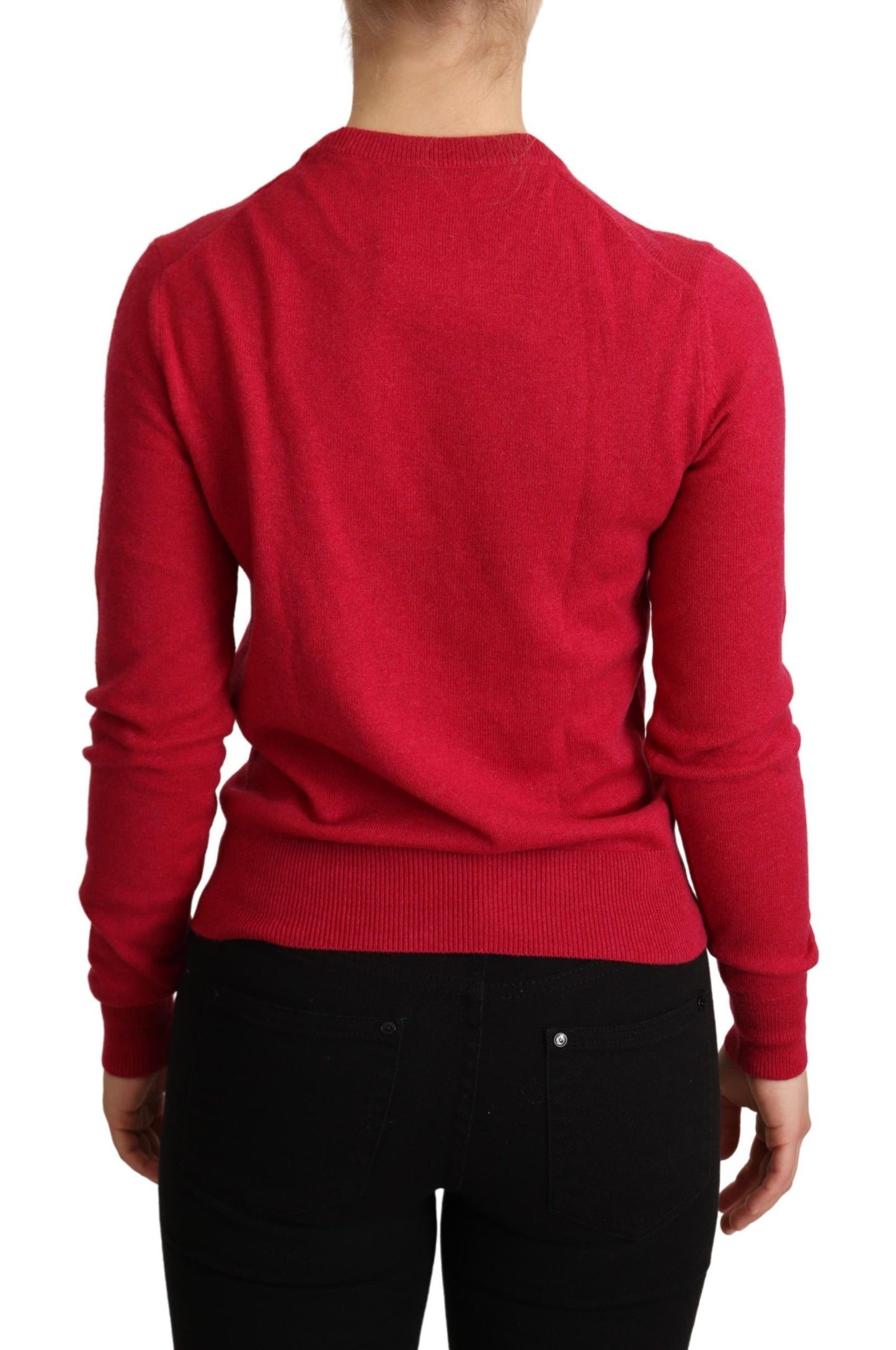 Dolce &amp; Gabbana – Rosa Pullover aus bestickter Kaschmirwolle