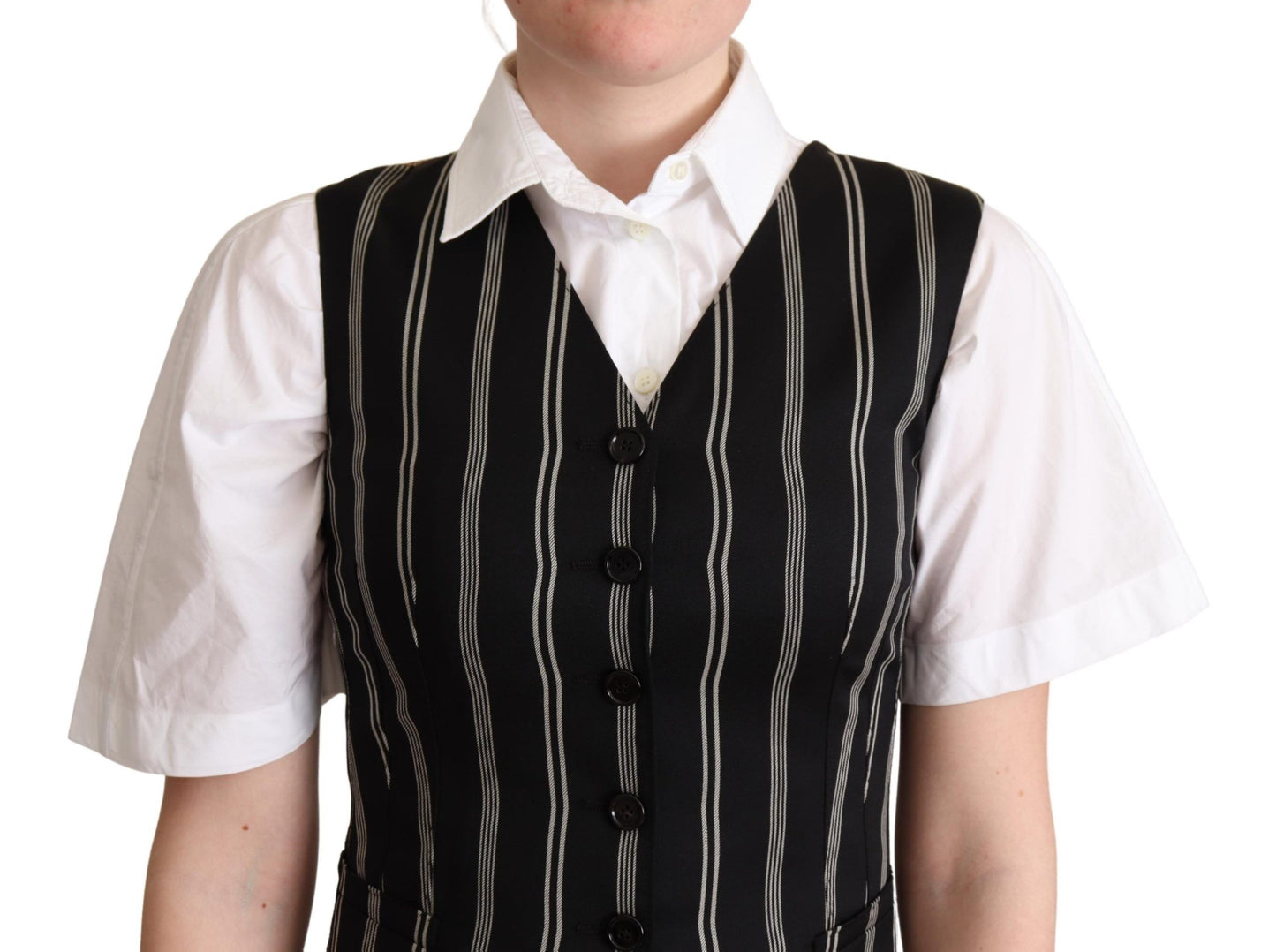 Dolce &amp; Gabbana – Weste mit schwarzem Streifen und Leopardenmuster