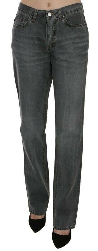 Just Cavalli – Grau verwaschene Jeans mit mittelhohem Bund und geradem Schnitt
