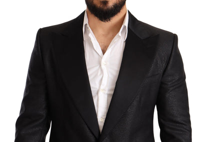 Dolce &amp; Gabbana – Smokingblazer in Schwarz-Metallic mit schmaler Jacke