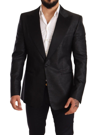 Dolce &amp; Gabbana – Smokingblazer in Schwarz-Metallic mit schmaler Jacke