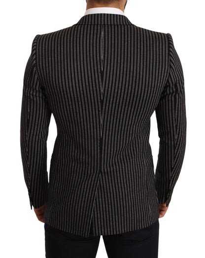 Dolce &amp; Gabbana – Schwarz gestreifter Slim Fit-Blazer aus Wolle