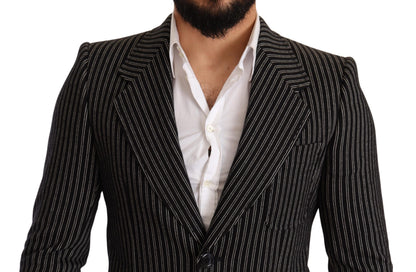 Dolce &amp; Gabbana – Schwarz gestreifter Slim Fit-Blazer aus Wolle