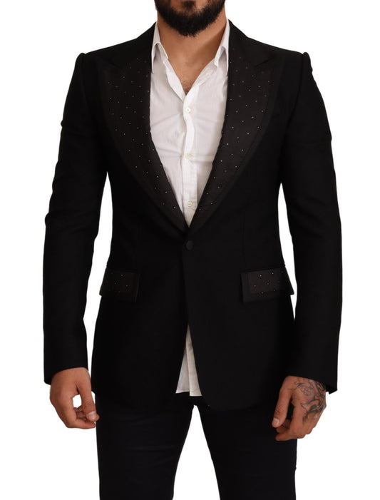 Dolce &amp; Gabbana – Schmal geschnittener Mantel-Blazer aus schwarzer Wolle