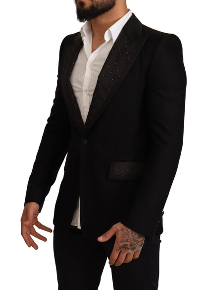 Dolce &amp; Gabbana – Schmal geschnittener Mantel-Blazer aus schwarzer Wolle