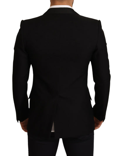Dolce &amp; Gabbana – Schmal geschnittener Mantel-Blazer aus schwarzer Wolle