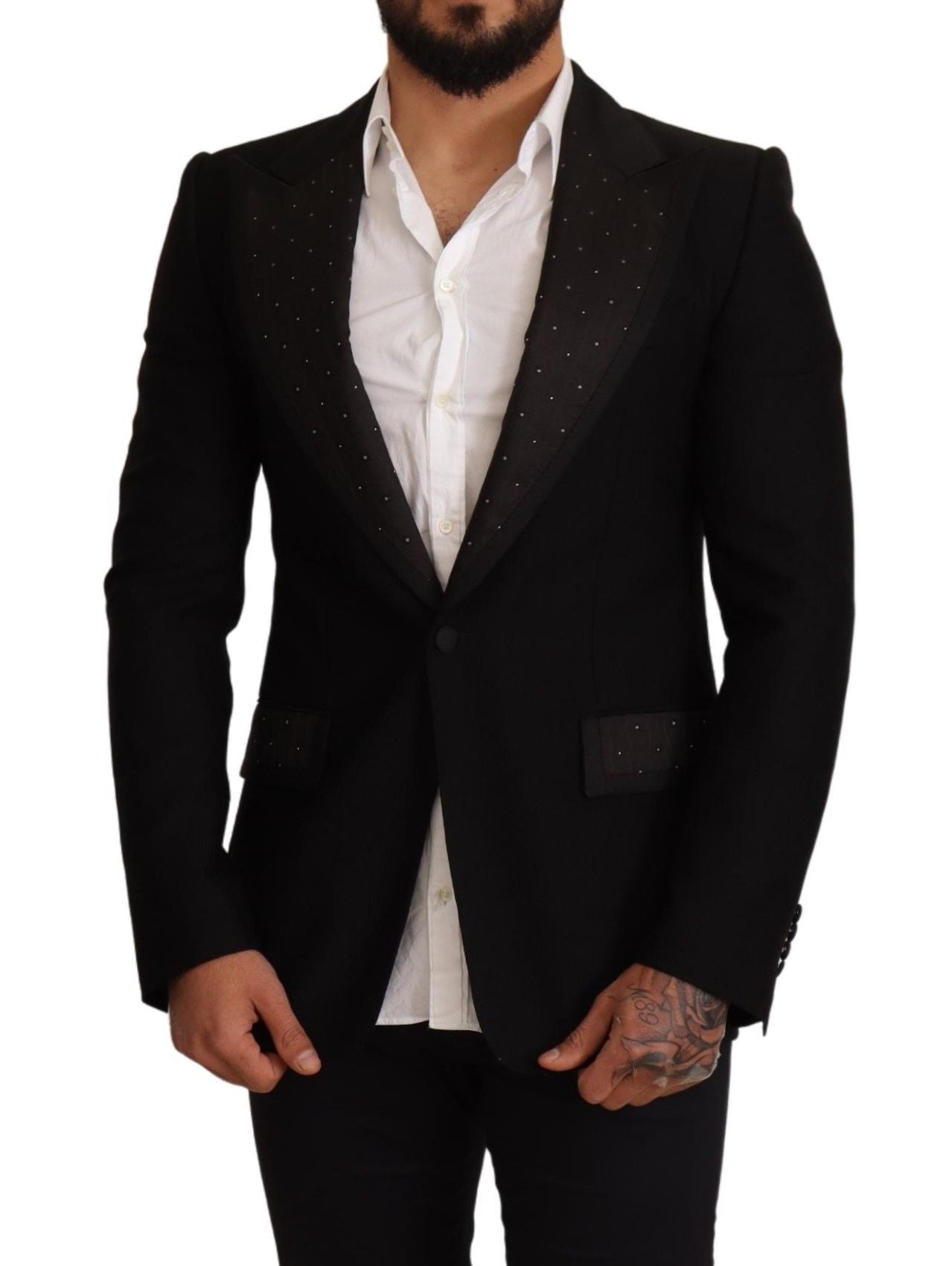 Dolce &amp; Gabbana – Schmal geschnittener Mantel-Blazer aus schwarzer Wolle