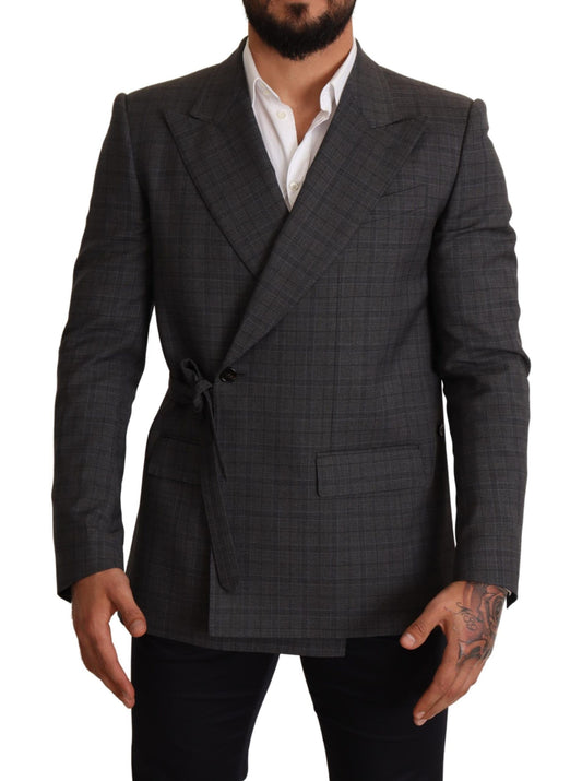 Dolce &amp; Gabbana – Grau karierte Slim Fit-Blazerjacke aus Wolle