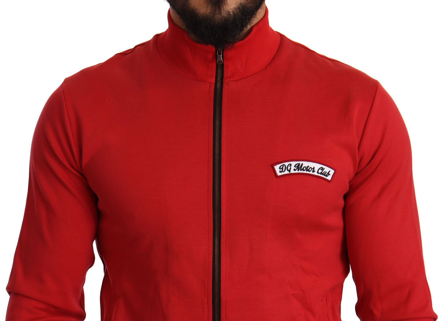 Dolce &amp; Gabbana, roter DG Motor Club Stretch-Pullover mit Reißverschluss