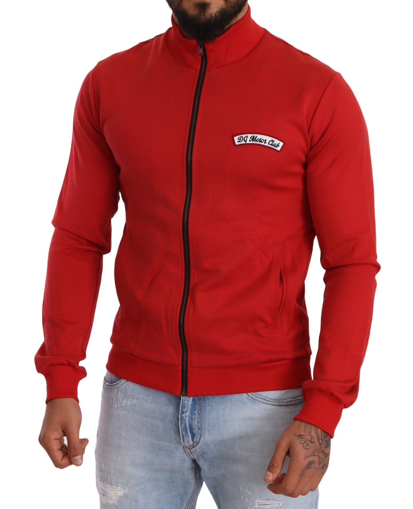 Dolce &amp; Gabbana, roter DG Motor Club Stretch-Pullover mit Reißverschluss