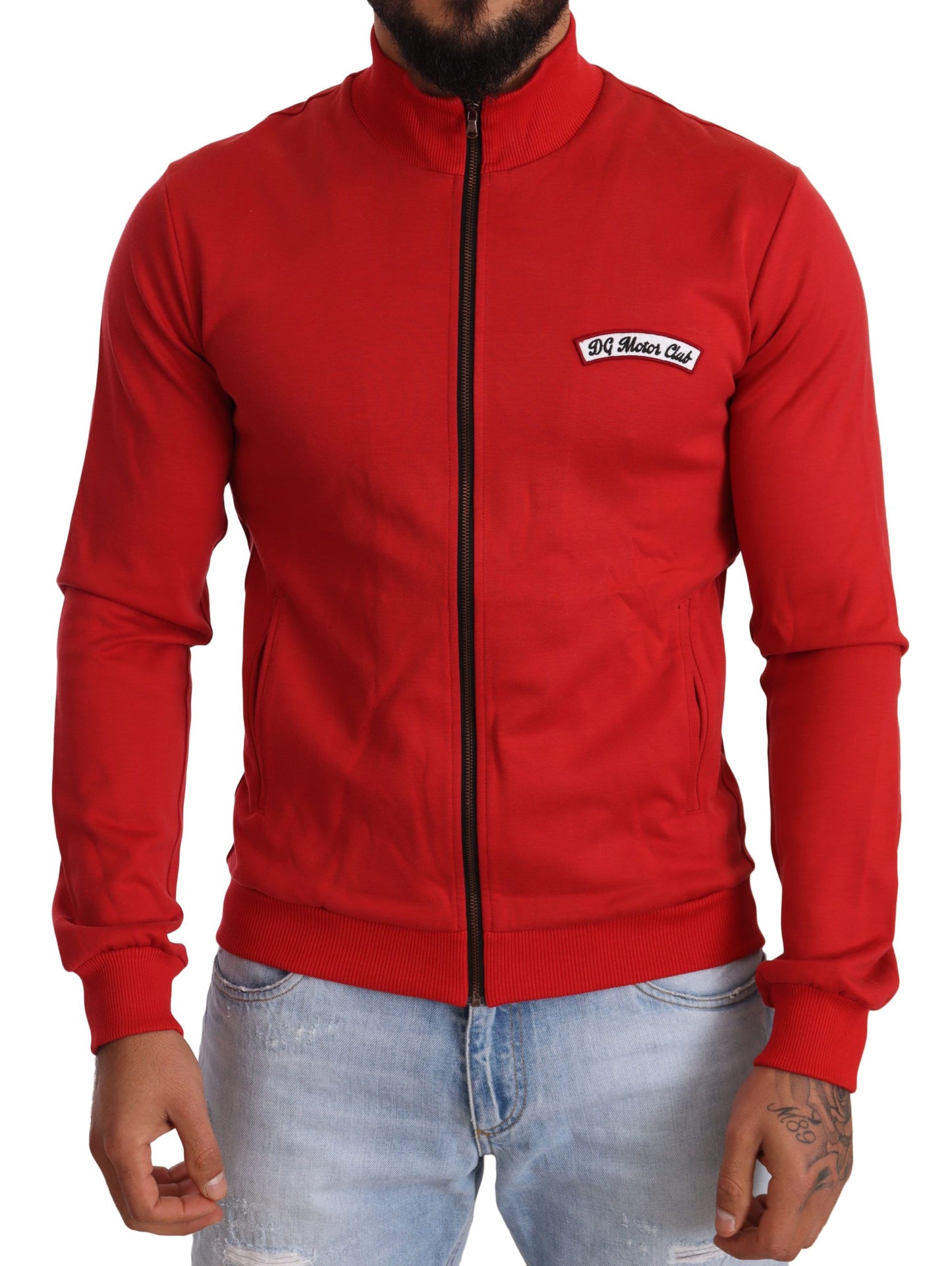Dolce &amp; Gabbana, roter DG Motor Club Stretch-Pullover mit Reißverschluss