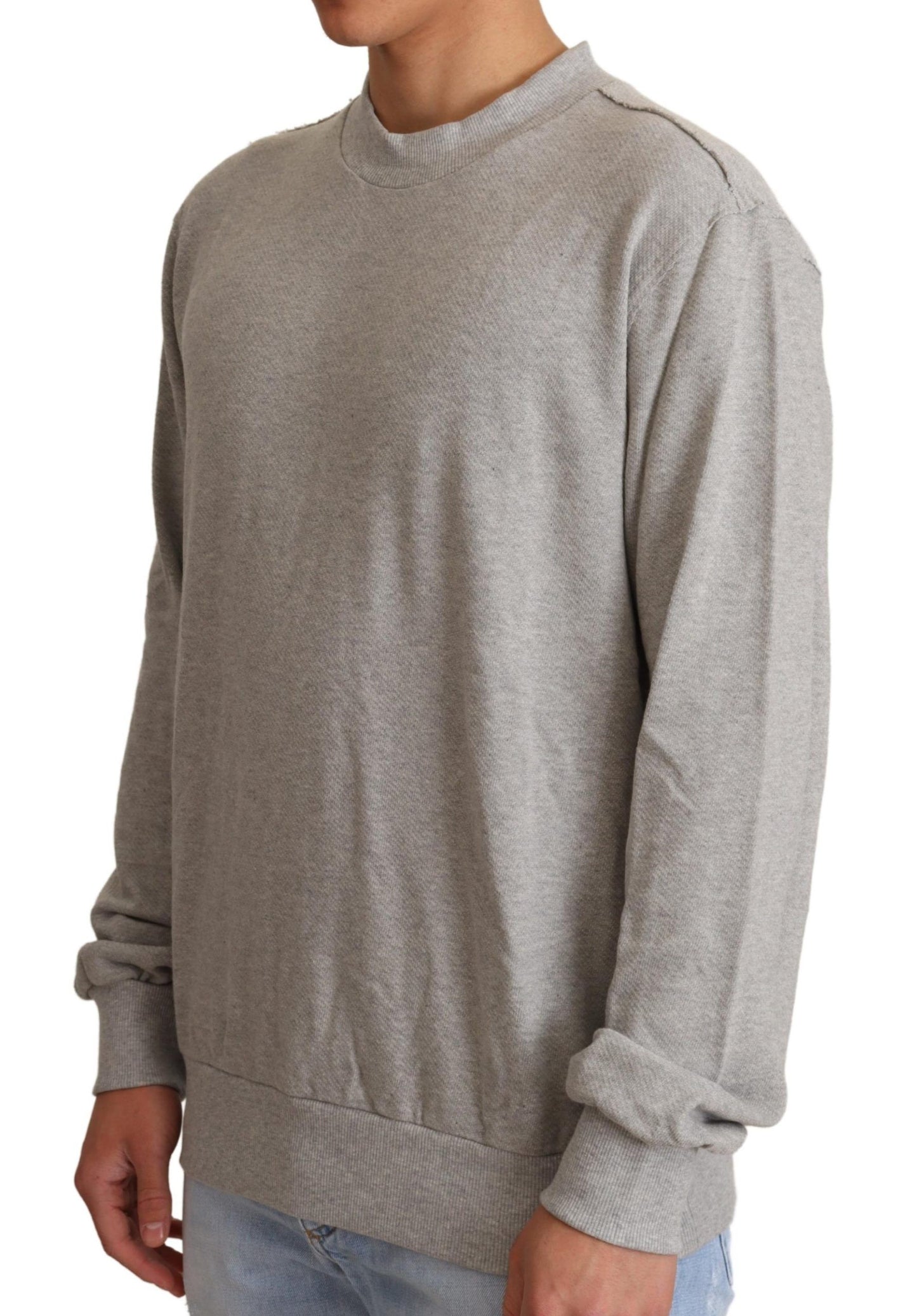 Dolce &amp; Gabbana Grauer Pullover mit Rundhalsausschnitt aus Baumwolle