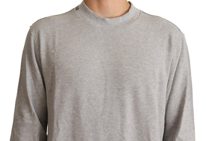Dolce &amp; Gabbana Grauer Pullover mit Rundhalsausschnitt aus Baumwolle