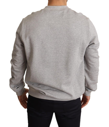 Dolce &amp; Gabbana Grauer Baumwollpullover mit Crown King-Print