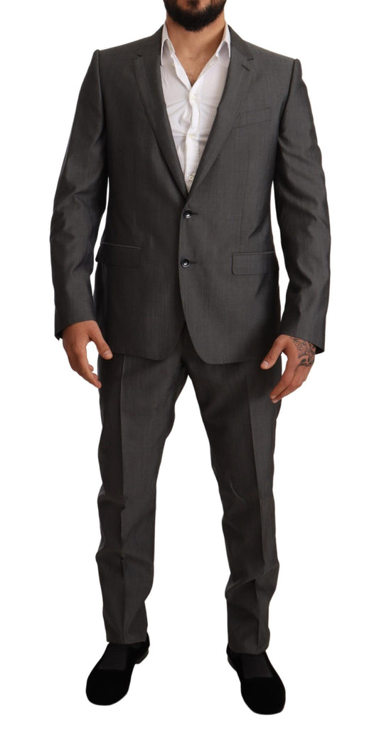 Dolce &amp; Gabbana Grau Metallic MARTINI Slim Fit Anzug