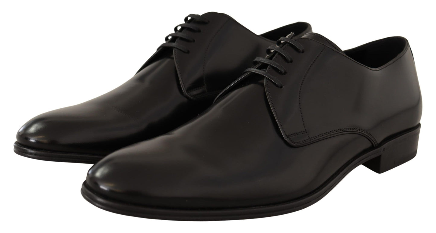 Dolce &amp; Gabbana – Derby-Schuhe aus schwarzem Leder mit Schnürung für Herren
