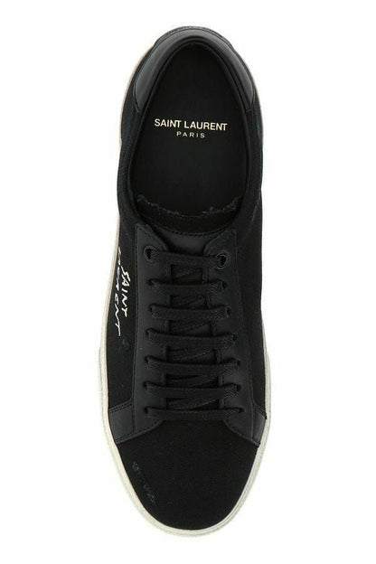 Saint Laurent – Elegante Low-Top-Sneakers aus schwarzem Canvas und Leder