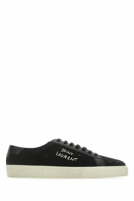 Saint Laurent – Elegante Low-Top-Sneakers aus schwarzem Canvas und Leder