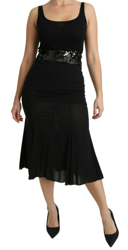 Dolce &amp; Gabbana – Schwarzer Meerjungfrau-Midirock aus Seide mit hoher Taille