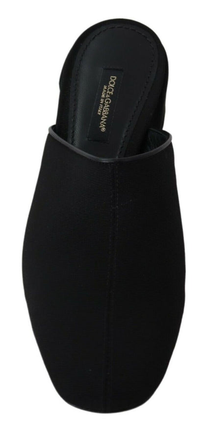 Dolce &amp; Gabbana – Schwarze Rips-Sandalen mit Ripsband Damen Schuhe