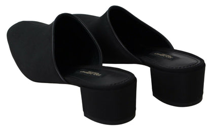 Dolce &amp; Gabbana – Schwarze Rips-Sandalen mit Ripsband Damen Schuhe
