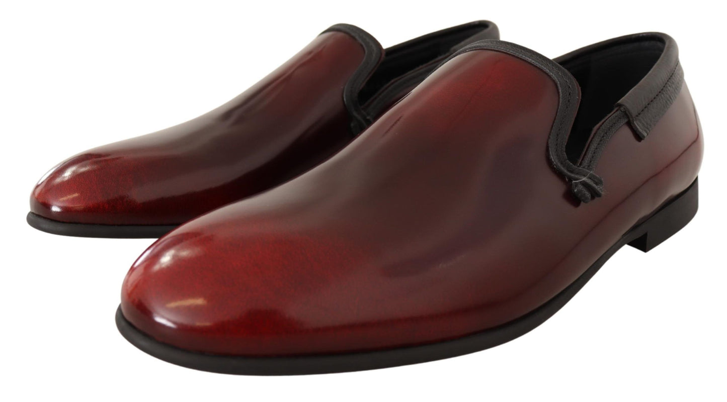 Dolce &amp; Gabbana – Bordeauxfarbene Loafer aus Lackleder