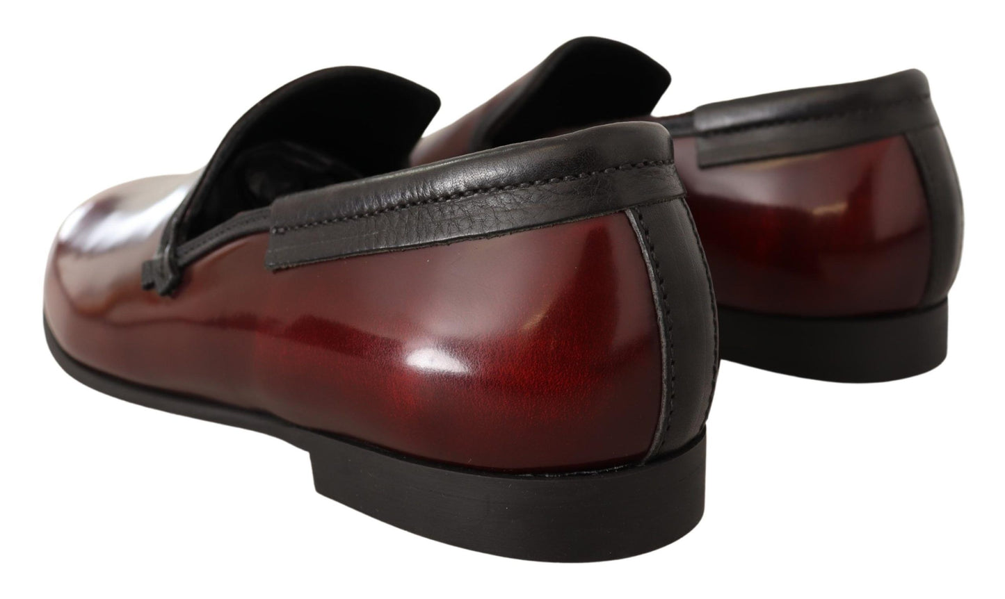Dolce &amp; Gabbana – Bordeauxfarbene Loafer aus Lackleder