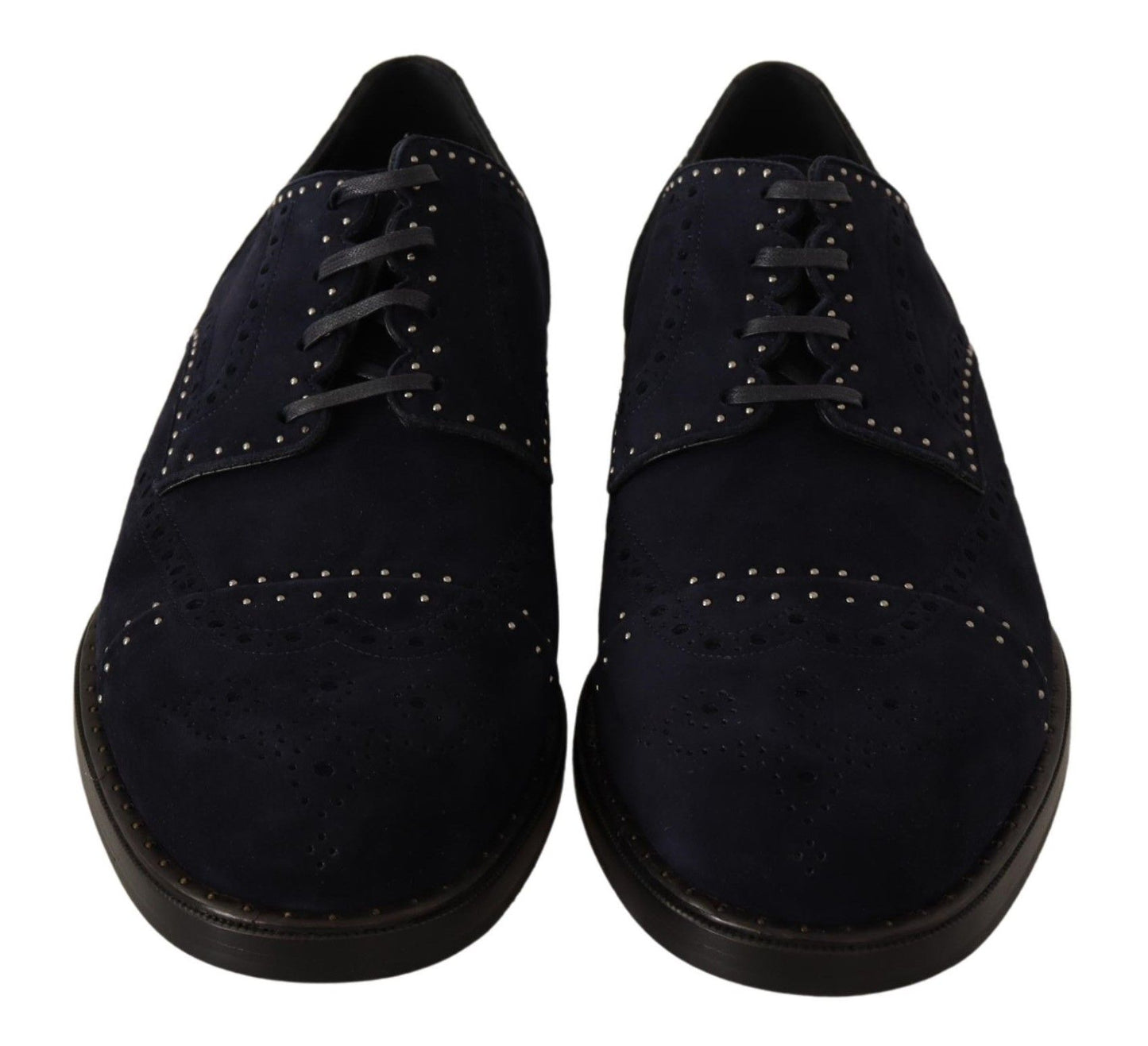 Dolce &amp; Gabbana – Derby-Schuhe aus blauem Wildleder mit Nieten