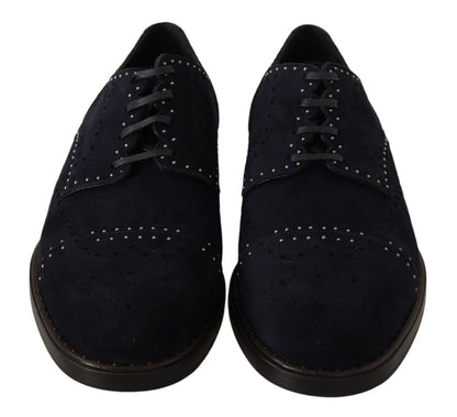 Dolce &amp; Gabbana – Derby-Schuhe aus blauem Wildleder mit Nieten