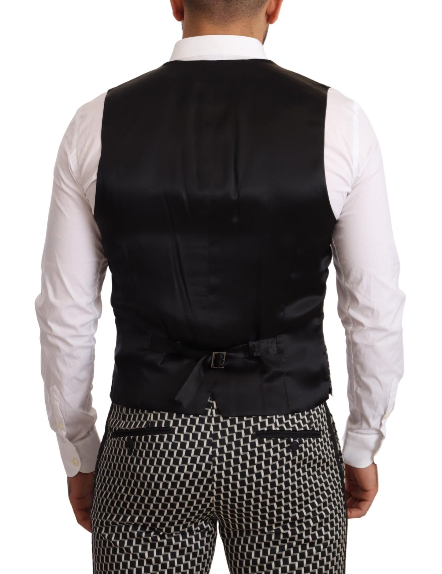 Dolce &amp; Gabbana Black White Check 3 Piece Set MARTINI Suit