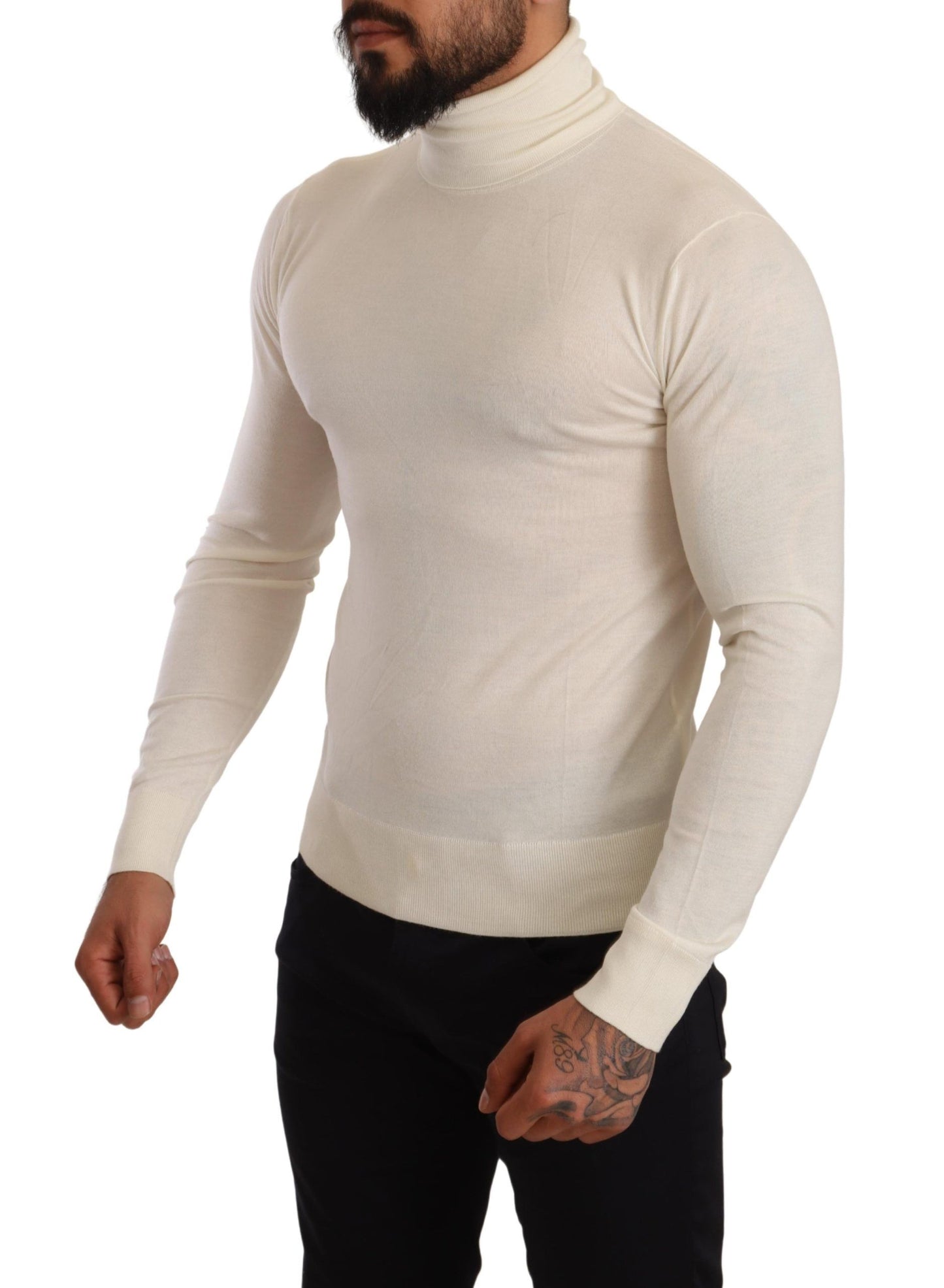Dolce &amp; Gabbana Cremefarbener Rollkragenpullover aus Kaschmir