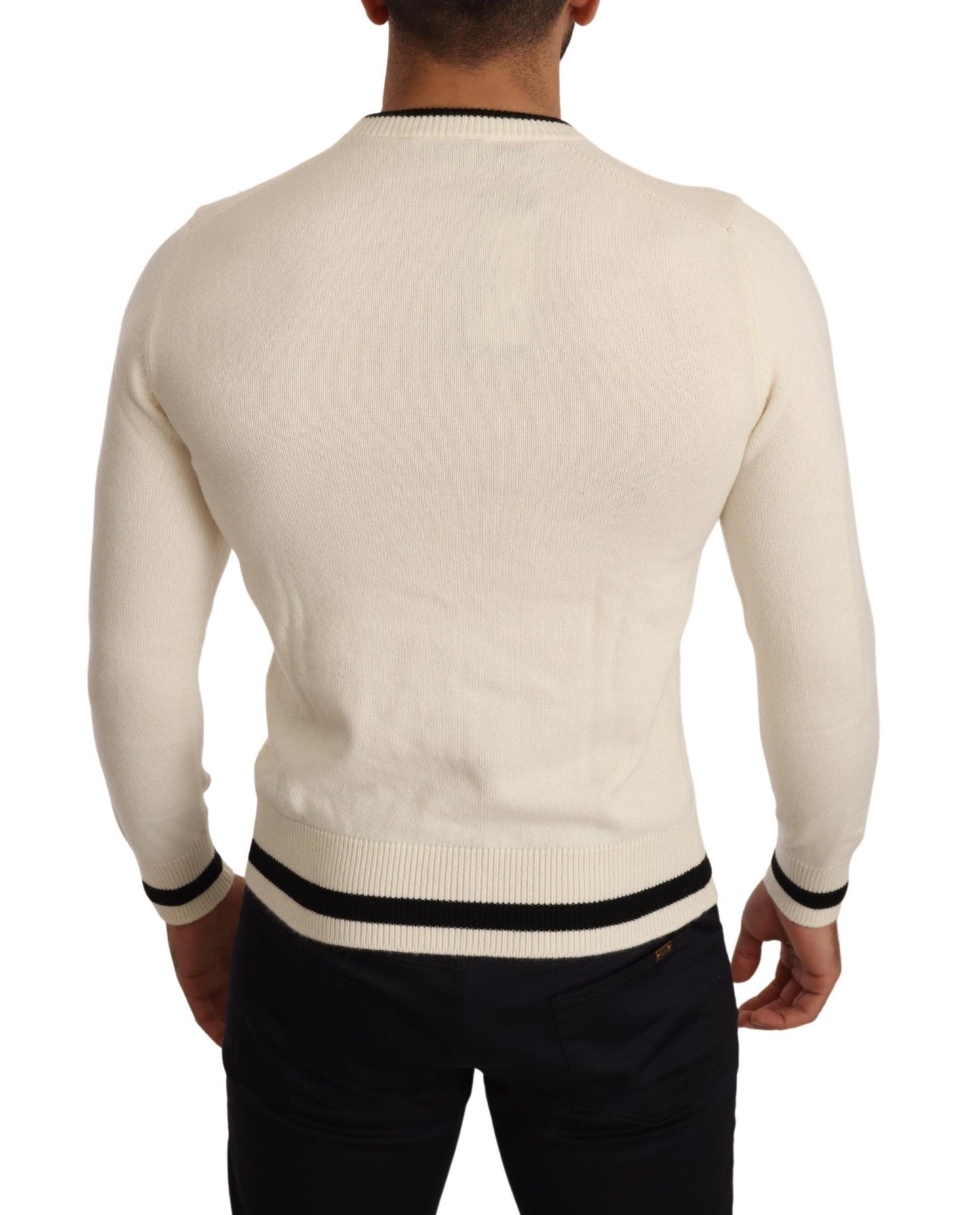 Dolce &amp; Gabbana Weißer heraldischer Kaschmirpullover