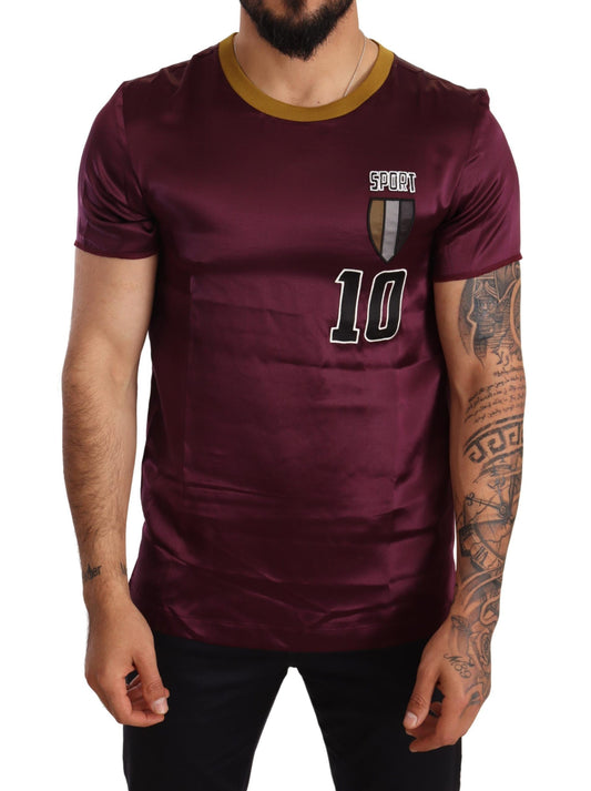 Dolce &amp; Gabbana Lilafarbenes T-Shirt mit Rundhalsausschnitt und Stickerei „Sport 10“