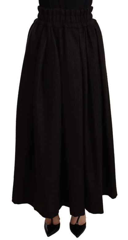 Dolce &amp; Gabbana – Maxirock aus schwarzer Wolle mit hoher Taille