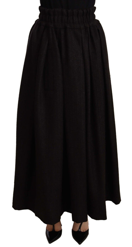 Dolce &amp; Gabbana – Maxirock aus schwarzer Wolle mit hoher Taille