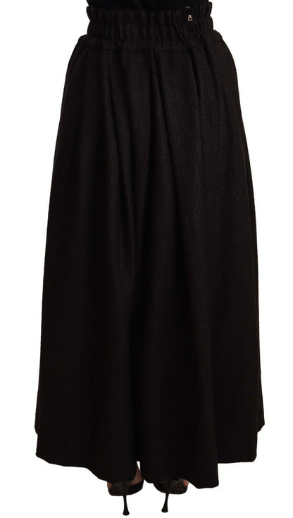 Dolce &amp; Gabbana – Maxirock aus schwarzer Wolle mit hoher Taille