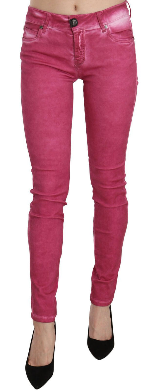 Dolce &amp; Gabbana – Enge Hose aus rosa Samt mit mittlerer Taille