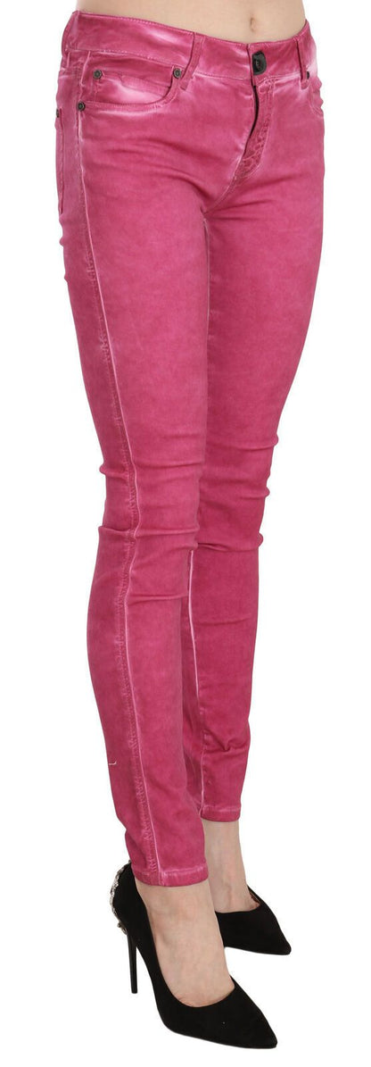 Dolce &amp; Gabbana – Enge Hose aus rosa Samt mit mittlerer Taille