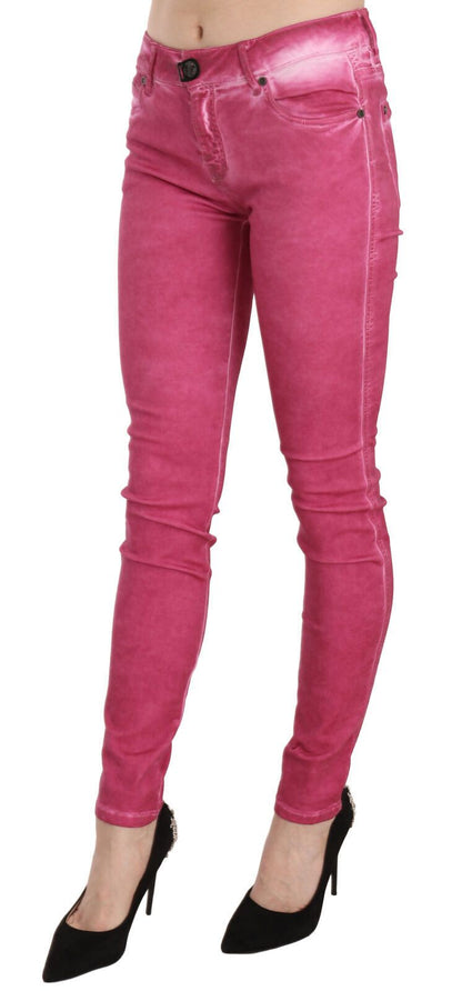 Dolce &amp; Gabbana – Enge Hose aus rosa Samt mit mittlerer Taille