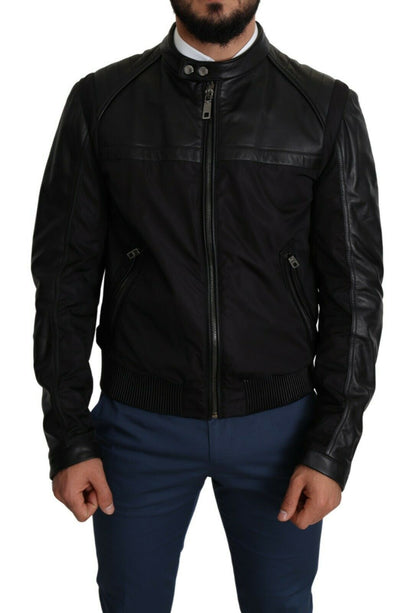 Dolce &amp; Gabbana – Schwarze Bomberjacke aus Nylon mit durchgehendem Reißverschluss für Herren