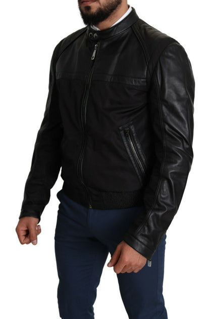 Dolce &amp; Gabbana – Schwarze Bomberjacke aus Nylon mit durchgehendem Reißverschluss für Herren