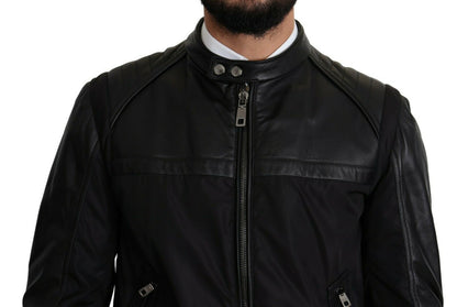 Dolce &amp; Gabbana – Schwarze Bomberjacke aus Nylon mit durchgehendem Reißverschluss für Herren