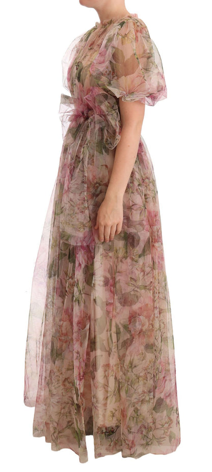 Dolce &amp; Gabbana – Langes Maxikleid mit mehrfarbigem Blumendruck