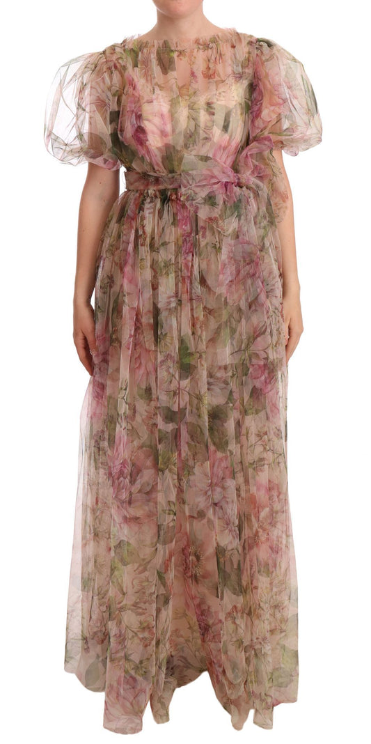 Dolce &amp; Gabbana – Langes Maxikleid mit mehrfarbigem Blumendruck