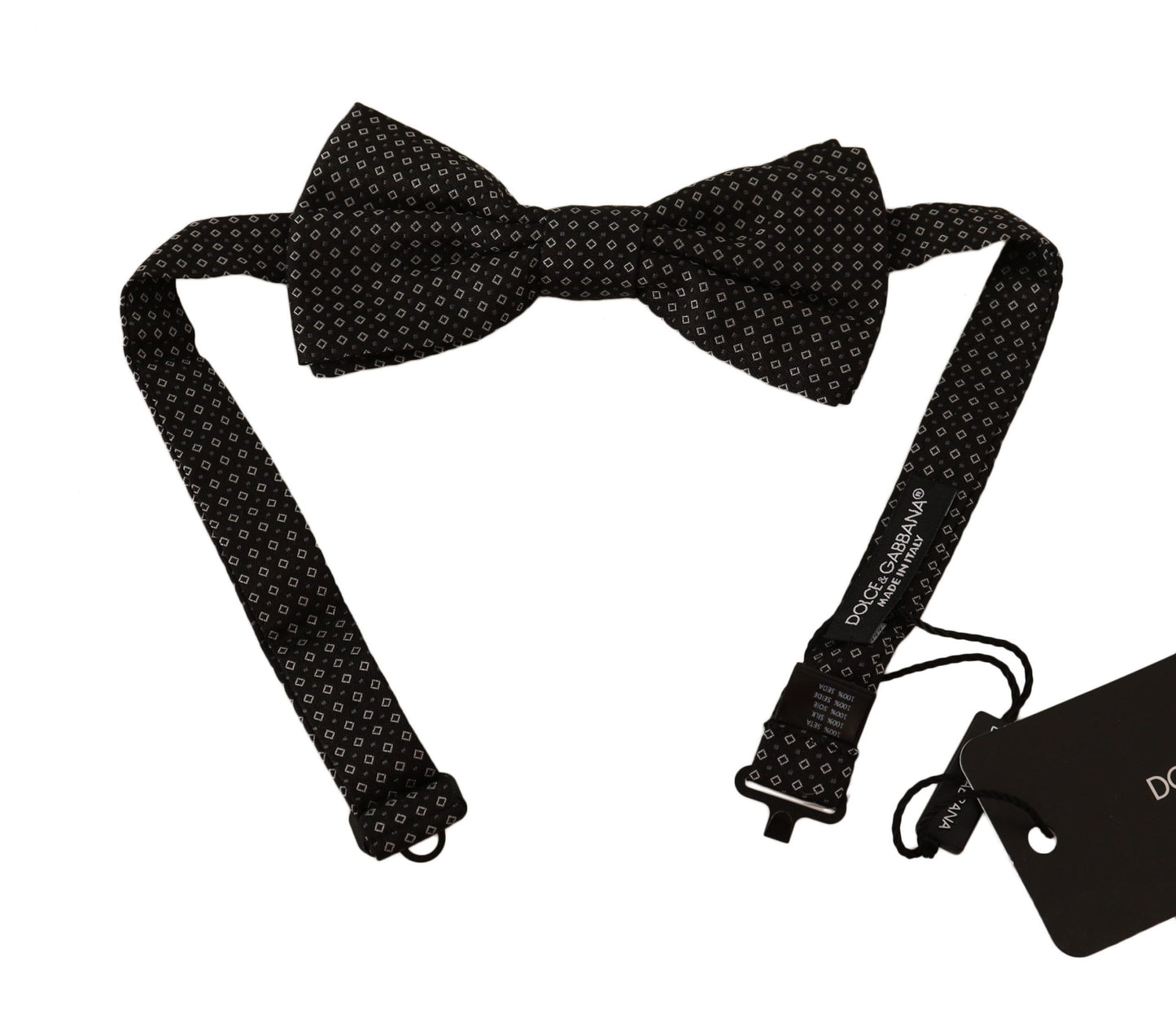 Dolce &amp; Gabbana – Schwarze, gemusterte Papillon-Fliege mit verstellbarem Hals