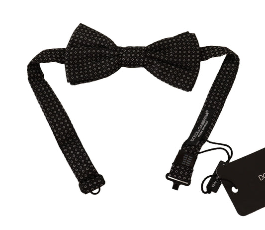 Dolce &amp; Gabbana – Schwarze, gemusterte Papillon-Fliege mit verstellbarem Hals