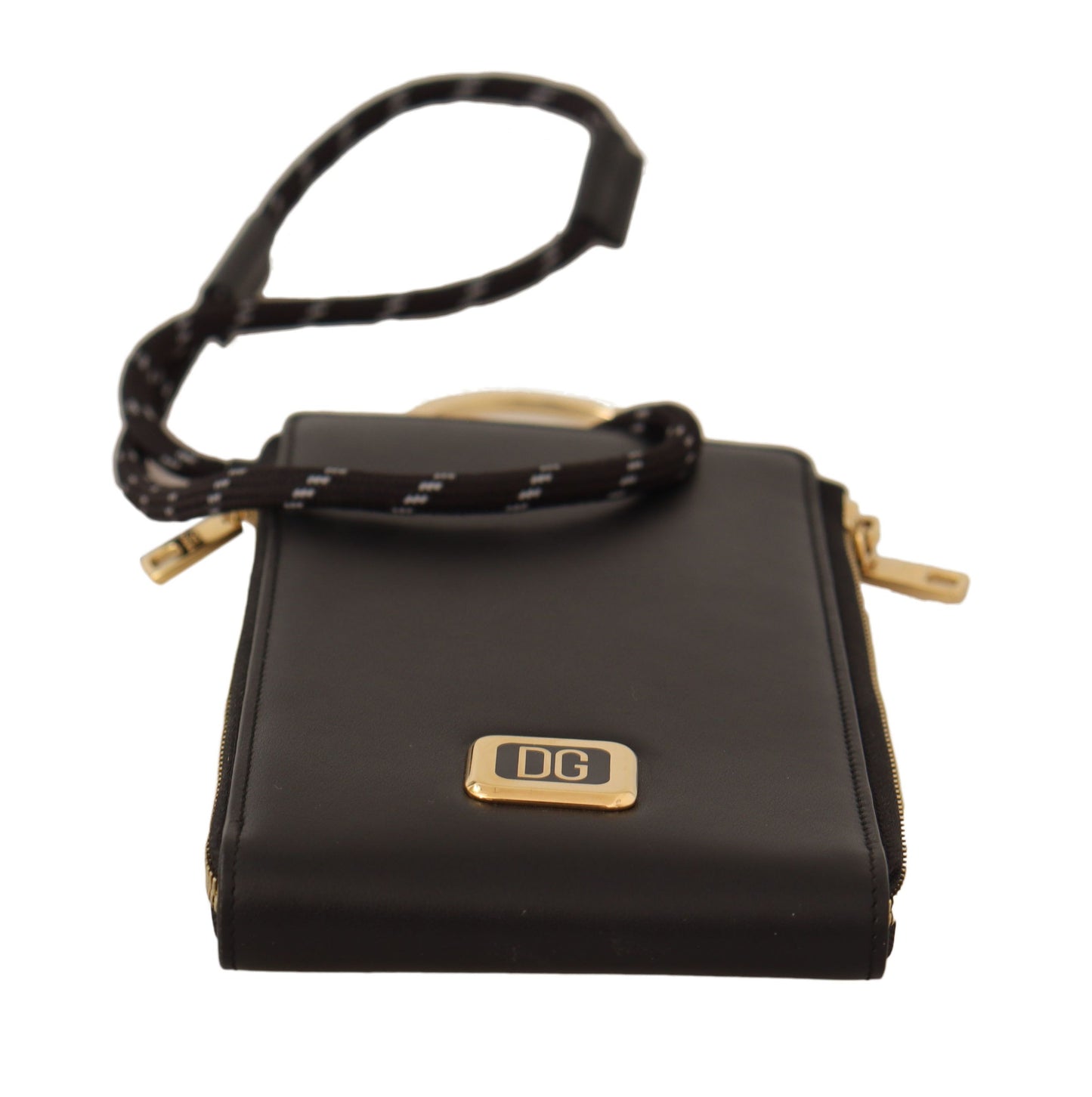 Dolce &amp; Gabbana – Karten- und Münzgeldbörse mit Logo-Schild aus schwarzem Leder