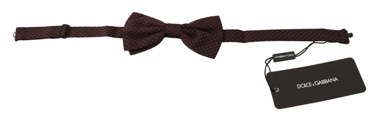 Dolce &amp; Gabbana Brown Dotted Silk Adjustable Neck Papillon Bow Tie