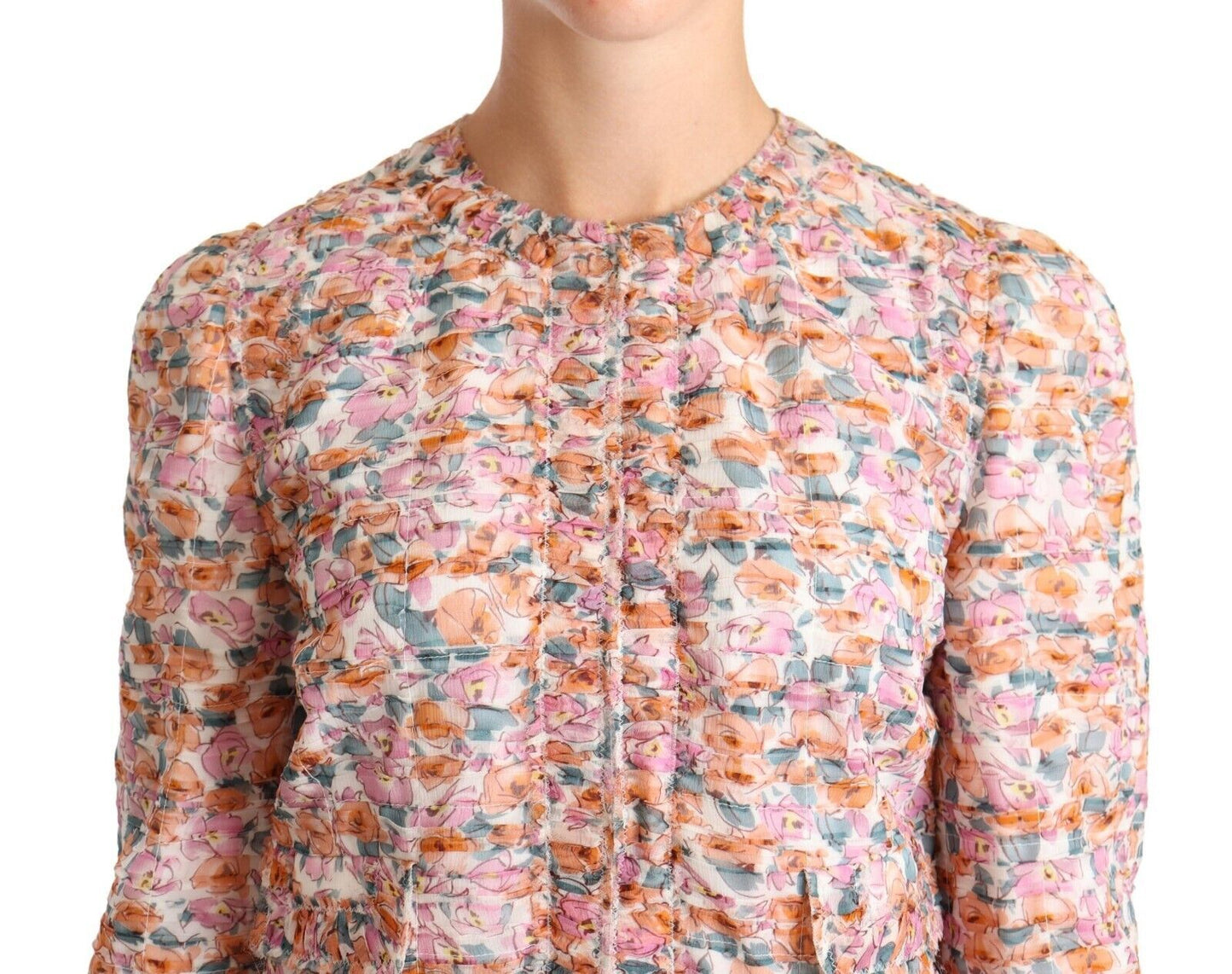 Dolce &amp; Gabbana – Trenchcoat-Jacke aus Seide mit mehrfarbigem Blumendruck