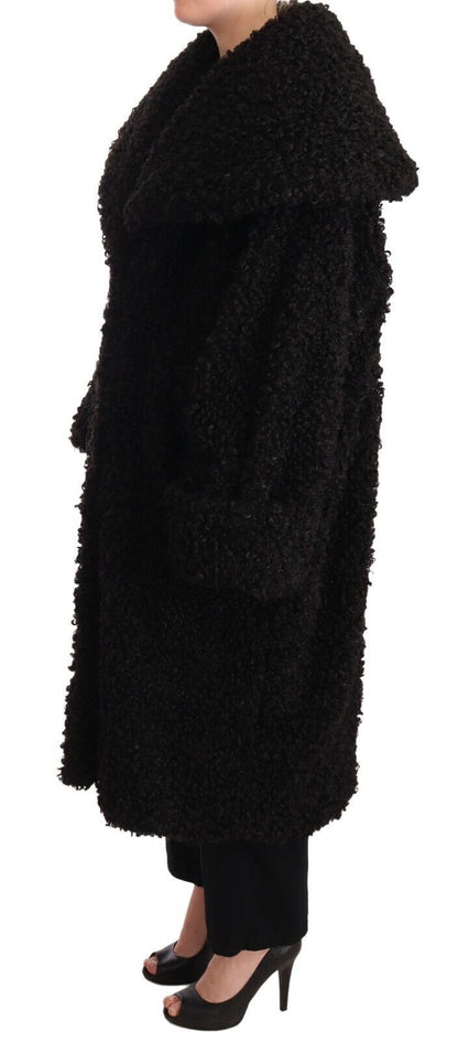 Dolce &amp; Gabbana – Trenchcoatjacke aus schwarzem Polyesterpelz